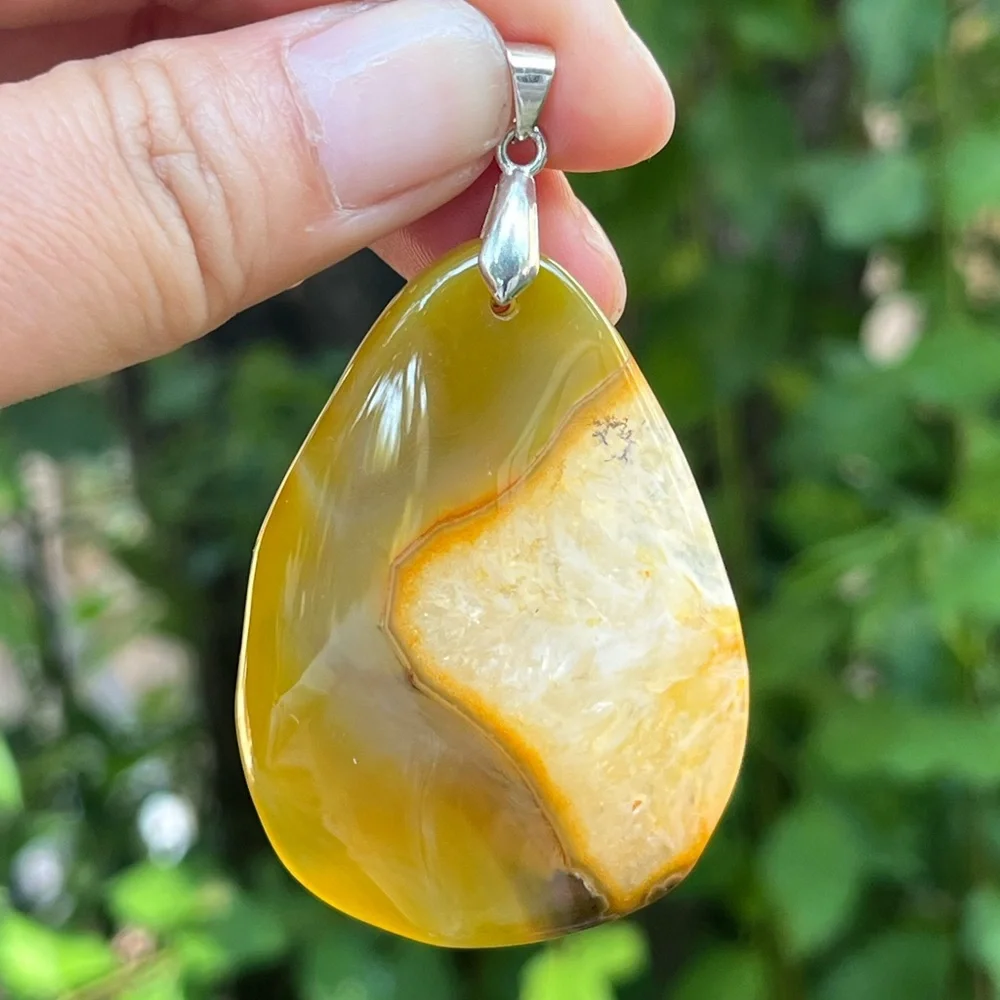 925‎ silver plated natural yellow druzy agate